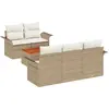 Image de Ensemble de canapés de jardin vidaXL, 6 pièces, beige, en polyrotin