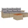 Image de vidaXL Ensemble canapé de jardin avec coussins 6 pièces Beige Poly-rotin