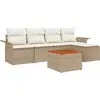 Image de Ensemble de canapé de jardin vidaXL, 6 pièces, beige, en polyrotin
