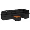 Image de vidaXL Ensemble de canapé de jardin avec coussins 7 pcs noir poly rotin