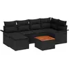 Image de vidaXL Ensemble de canapé de jardin avec coussins 7 pcs noir poly rotin