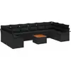Image de vidaXL Ensemble de canapé de jardin avec coussins 11 pcs noir poly rotin
