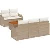 Image de Ensemble de canapés de jardin vidaXL, 6 pièces, beige, en polyrotin