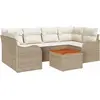 Image de Ensemble de canapé de jardin vidaXL, 7 pièces, beige, en résine tressée