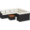 Image de vidaXL Ensemble de canapé de jardin avec coussins 9 pcs noir poly rotin