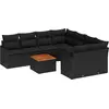 Image de vidaXL Ensemble de canapé de jardin avec coussins 9 pcs noir poly rotin