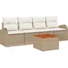 Image de vidaXL Ensemble de canapés de jardin avec coussins 5 pièces Beige Poly-rotin