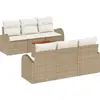 Image de Ensemble de canapé de jardin vidaXL, 7 pièces, beige, en résine tressée