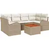 Image de Ensemble de canapé de jardin vidaXL, 7 pièces, beige, en résine tressée