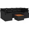 Image de vidaXL Ensemble de canapé de jardin avec coussins 7 pcs noir poly rotin