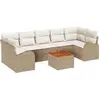 Image de vidaXL Ensemble de canapé de jardin avec coussins 8 pcs Beige Poly-Rattan