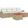 Image de Ensemble de canapés de jardin vidaXL, 6 pièces, beige, en polyrotin