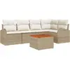 Image de Ensemble de canapés de jardin vidaXL, 6 pièces, beige, en polyrotin