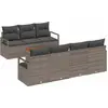 Image de vidaXL Ensemble de canapé de jardin avec coussins 7 pcs Gris Poly-Rotin
