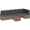 Image de vidaXL Ensemble de canapé de jardin avec coussins 7 pcs Gris Poly-Rotin