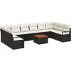 Image de vidaXL Ensemble de canapé de jardin avec coussins 11 pcs noir poly rotin