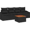 Image de vidaXL Ensemble de canapé de jardin avec coussins 5 pcs noir poly rotin