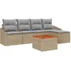 Image de vidaXL Ensemble canapé de jardin avec coussins 6 pièces Beige Poly-rotin