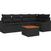 Image de vidaXL Ensemble de canapé de jardin avec coussins 6 pcs noir poly rotin