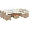 Image de Ensemble de canapés de jardin vidaXL, 10 pièces, beige, en polyrotin