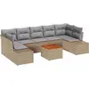 Image de Ensemble de canapés de jardin vidaXL, 8 pièces, beige, en polyrotin