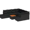 Image de vidaXL Ensemble de canapé de jardin avec coussins 9 pcs noir poly rotin