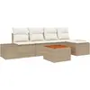 Image de vidaXL Ensemble canapé de jardin avec coussins 6 pièces Beige Poly-rotin