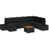 Image de vidaXL Ensemble de canapé de jardin avec coussins 9 pcs noir poly rotin