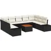 Image de vidaXL Ensemble de canapé de jardin avec coussins 10 pcs noir poly rotin