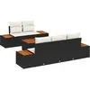Image de vidaXL Ensemble de canapé de jardin avec coussins 6 pcs noir poly rotin