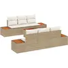 Image de Ensemble de canapé de jardin vidaXL, 7 pièces, beige, en résine tressée