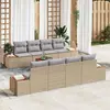 Image de Ensemble de canapé de jardin vidaXL, 9 pièces, beige, en résine tressée