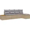 Image de Ensemble de canapés de jardin vidaXL, 5 pièces, beige, en résine tressée