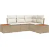 Image de Ensemble de canapé de jardin vidaXL, 5 pièces, beige, en polyrotin