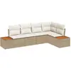 Image de Ensemble de canapés de jardin vidaXL, 5 pièces, beige, en résine tressée