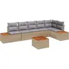Image de Ensemble de canapé de jardin vidaXL, 7 pièces, beige, en résine tressée
