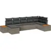Image de vidaXL Ensemble de canapé de jardin avec coussins 7 pcs Gris Poly-Rotin