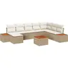 Image de vidaXL Ensemble de canapé de jardin avec coussins 9 pcs Beige Poly Rattan