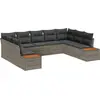Image de vidaXL Ensemble de canapé de jardin avec coussins 9 pcs Gris Poly Rattan