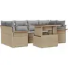 Image de vidaXL Ensemble de canapé de jardin avec coussins 7 pcs Beige Poly Rattan