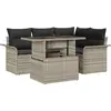 Image de vidaXL Ensemble de canapé de jardin avec coussins 5 pcs gris clair Poly rotin