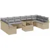 Image de vidaXL Ensemble de canapés avec coussins 11 pcs Beige Poly-Rotin