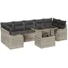 Image de Ensemble de canapés de jardin vidaXL avec coussins, 8 pièces, gris clair et gris, en polyrotin