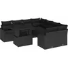 Image de Ensemble de canapés de jardin vidaXL, 9 pièces, noir, en résine tressée
