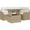 Image de vidaXL Ensemble de tables d'extérieur, 5 pièces, beige, en polyrotin