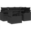 Image de vidaXL Ensemble de tables d'extérieur avec coussins 5 pcs noir Poly rotin