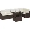 Image de Ensemble de canapés vidaXL avec coussins, 7 pièces, en rotin synthétique marron