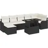 Image de vidaXL Ensemble de canapé de jardin avec coussins 8 pcs noir Poly rotin