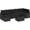 Image de vidaXL Ensemble de canapé de jardin avec coussins 8 pcs noir Poly rotin