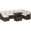 Image de vidaXL Ensemble de canapé de jardin avec coussins 9 pcs brun poly rotin